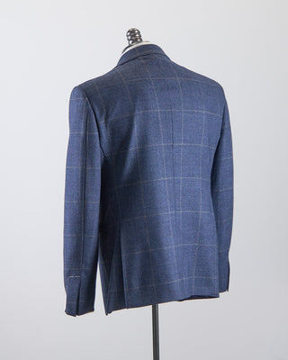 Luigi Bianchi Mantova Birdseye Windowpane Wool Stretch Suit Light Blue  1