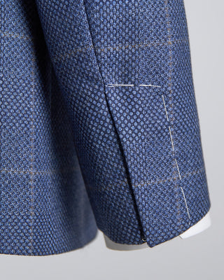 Luigi Bianchi Mantova Birdseye Windowpane Wool Stretch Suit Light Blue  10