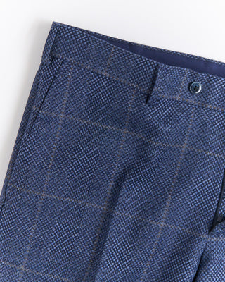 Luigi Bianchi Mantova Birdseye Windowpane Wool Stretch Suit Light Blue  14