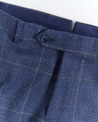 Luigi Bianchi Mantova Birdseye Windowpane Wool Stretch Suit Light Blue  15