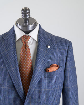 Luigi Bianchi Mantova Birdseye Windowpane Wool Stretch Suit Light Blue  2