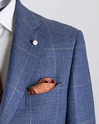 Luigi Bianchi Mantova Birdseye Windowpane Wool Stretch Suit Light Blue  3