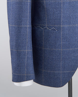 Luigi Bianchi Mantova Birdseye Windowpane Wool Stretch Suit Light Blue  5