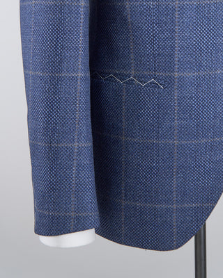 Luigi Bianchi Mantova Birdseye Windowpane Wool Stretch Suit Light Blue  6