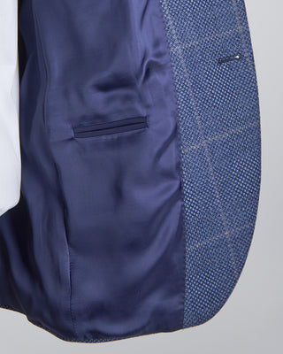 Luigi Bianchi Mantova Birdseye Windowpane Wool Stretch Suit Light Blue  7