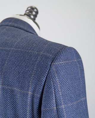 Luigi Bianchi Mantova Birdseye Windowpane Wool Stretch Suit Light Blue  9