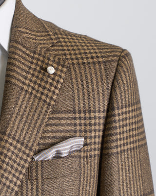 Luigi Bianchi Mantova Camel Wool Glencheck Suit Camel 2672 2