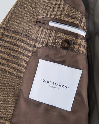 Luigi Bianchi Mantova Camel Wool Glencheck Suit Camel 2672 8