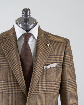 Luigi Bianchi Mantova Camel Wool Glencheck Suit Camel 2672 9