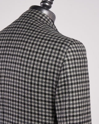 Luigi Bianchi Mantova Flannel Gingham Wool Sport Jacket Black  White 6 2098
