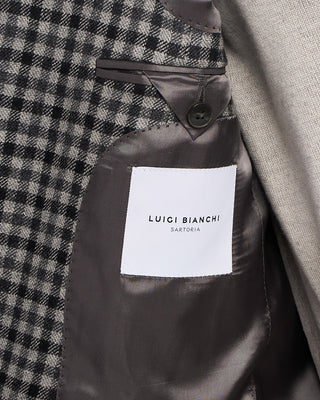 Luigi Bianchi Mantova Flannel Gingham Wool Sport Jacket Black  White 7 2099