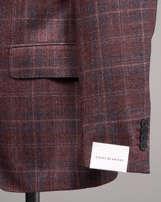 Luigi Bianchi Mantova Wool Silk  Cashmere Check Dream Sport Jacket Bordeaux 7 5284