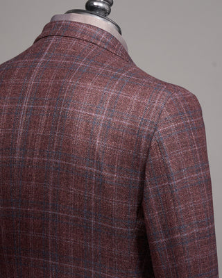 Luigi Bianchi Mantova Wool Silk  Cashmere Check Dream Sport Jacket Bordeaux 8 5283
