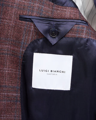Luigi Bianchi Mantova Wool Silk  Cashmere Check Dream Sport Jacket Bordeaux 9 5282