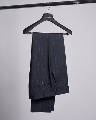 Luigi Bianchi Mantova Flocked Stripe Wool Stretch Flannel Soft Dream Suit Blue 10 2324