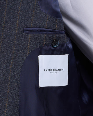 Luigi Bianchi Mantova Flocked Stripe Wool Stretch Flannel Soft Dream Suit Blue 1 2303
