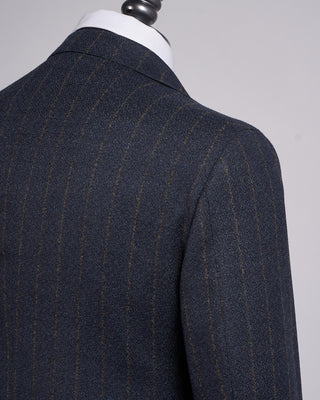 Luigi Bianchi Mantova Flocked Stripe Wool Stretch Flannel Soft Dream Suit Blue 2302