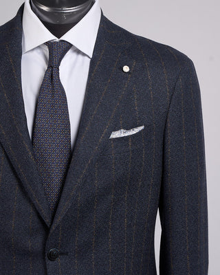 Luigi Bianchi Mantova Flocked Stripe Wool Stretch Flannel Soft Dream Suit Blue 2 2301