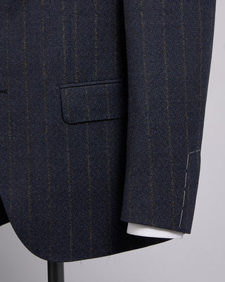 Luigi Bianchi Mantova Flocked Stripe Wool Stretch Flannel Soft Dream Suit Blue 5 2299