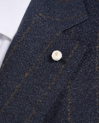 Luigi Bianchi Mantova Flocked Stripe Wool Stretch Flannel Soft Dream Suit Blue 6 2298