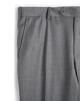 Luigi Bianchi Mantova Flannel Wool Stretch Flat Front Dress Trousers Heather Grey 1 6263