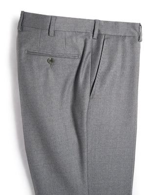 Luigi Bianchi Mantova Flannel Wool Stretch Flat Front Dress Trousers Heather Grey 4 6266