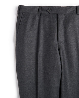 Luigi Bianchi Mantova Flannel Wool Stretch Flat Front Dress Trousers Grey 1 1 6269