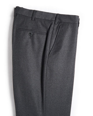 Luigi Bianchi Mantova Flannel Wool Stretch Flat Front Dress Trousers Grey 4 6271