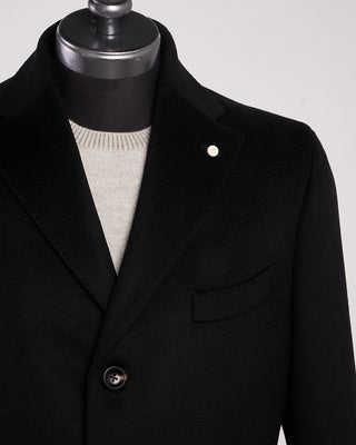 Luigi Bianchi Mantova Colombo Thermo Wool  Cashmere Hybrid Topcoat Black 10 2141