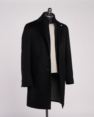 Luigi Bianchi Mantova Colombo Thermo Wool  Cashmere Hybrid Topcoat Black 2 2134