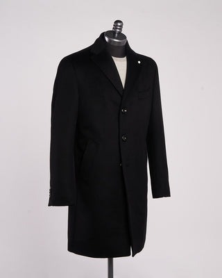 Luigi Bianchi Mantova Colombo Thermo Wool  Cashmere Hybrid Topcoat Black 9 2137