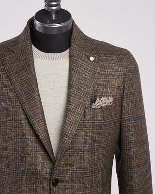 Luigi Bianchi Mantova Tonal Check Wool Hybrid Sport Jacket Grey  Tan 1 2122