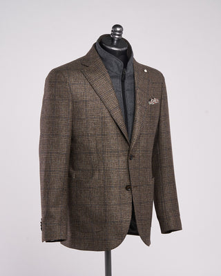 Luigi Bianchi Mantova Tonal Check Wool Hybrid Sport Jacket Grey  Tan 3 2117