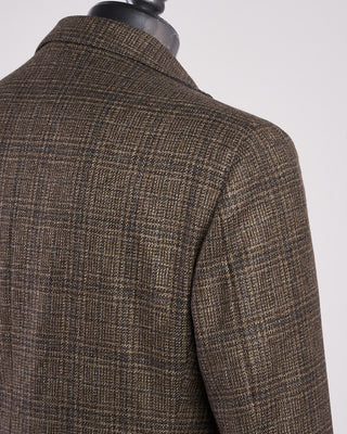 Luigi Bianchi Mantova Tonal Check Wool Hybrid Sport Jacket Grey  Tan 7 2123