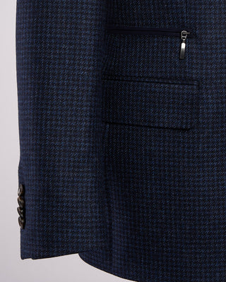 Luigi Bianchi Mantova Blue Houndstooth Hybrid Sport Jacket Blue 11 2129