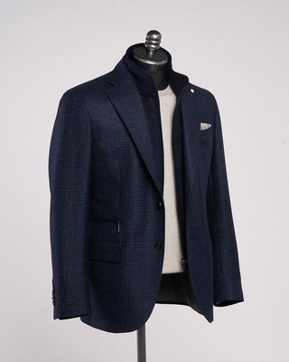 Luigi Bianchi Mantova Blue Houndstooth Hybrid Sport Jacket Blue 3 2125