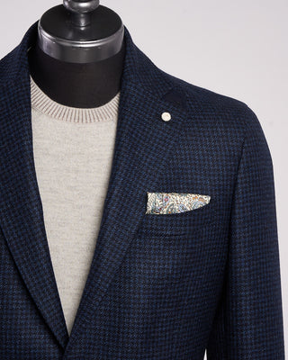 Luigi Bianchi Mantova Blue Houndstooth Hybrid Sport Jacket Blue 9 2131