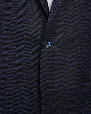 L.B.M. 1911 Herringbone Untreated Wool Soft Sport Jacket Navy 7 2025
