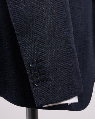 L.B.M. 1911 Herringbone Untreated Wool Soft Sport Jacket Navy 8 2024