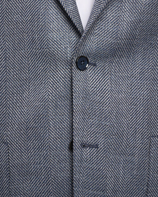L.B.M. 1911 Wool Silk  Linen Herringbone Soft Sport Jacket Light Blue 5 2031
