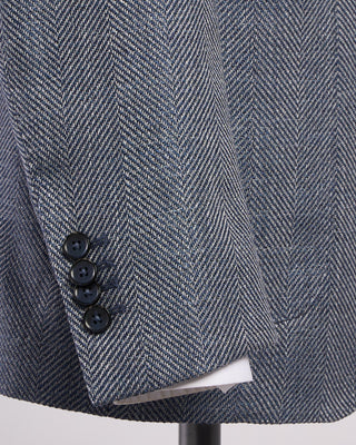 L.B.M. 1911 Wool Silk  Linen Herringbone Soft Sport Jacket Light Blue 6 2030