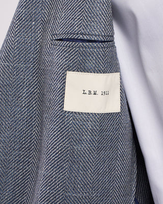 L.B.M. 1911 Wool Silk  Linen Herringbone Soft Sport Jacket Light Blue 7 2029