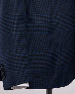 L.B.M. 1911 Stretch Wool Tonal Prince Of Wales Soft Jacket Blue  Black 8 2035