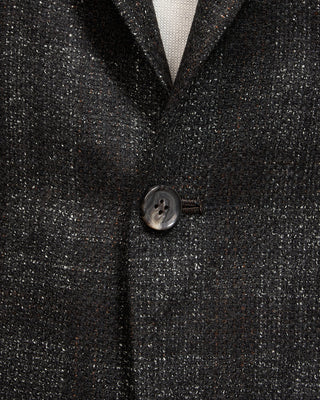 Gabo Napoli Loro Piana Silk Air Tonal Check Soft Jacket Black  Brown 4 5208