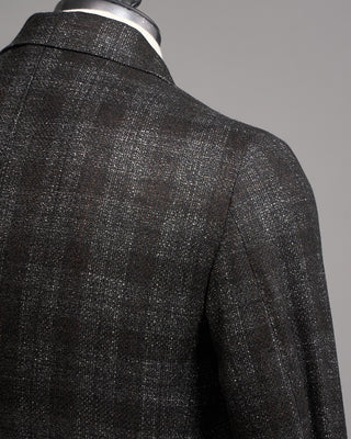 Gabo Napoli Loro Piana Silk Air Tonal Check Soft Jacket Black  Brown 6 5210