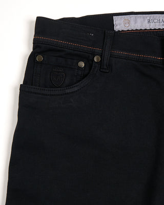 Richard J. Brown Milano Z Brushed Cotton 5 Pocket Pants Black 1 3291