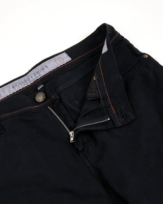 Richard J. Brown Milano Z Brushed Cotton 5 Pocket Pants Black 2 3292