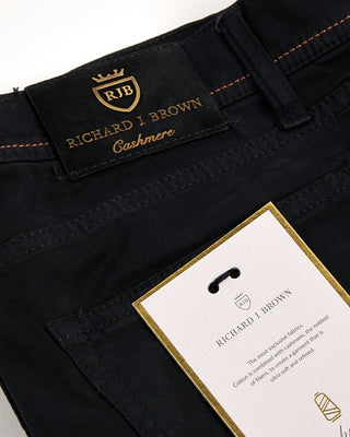 Richard J. Brown Milano Z Brushed Cotton 5 Pocket Pants Black 3 3293