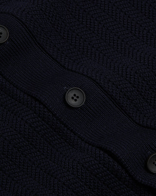 Filippo De Laurentiis Jacquard Knit Full Button Sweater Shirt Navy 1 2860