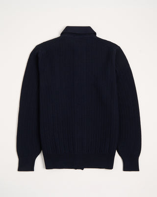 Filippo De Laurentiis Jacquard Knit Full Button Sweater Shirt Navy 5 1 2835